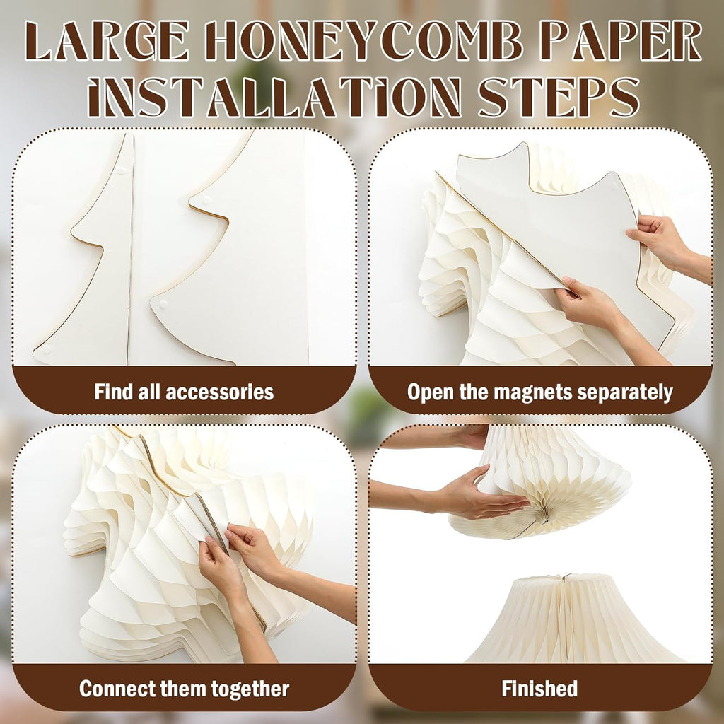 spiareal 2 ft beige white extra large honeycomb showing dimensions