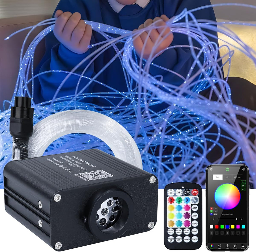 AZIMOM 50pcs 6.5ft Side Glow Fiber Optic Sensory Light for Autism Room,16w Tw...