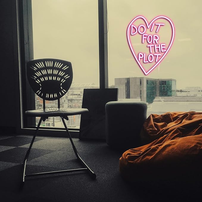 Do It For The Plot Neon Sign Dimmable Pink Words Neon Light for Wall Decor USB Led Heart Neon Light Sign for Bedroom Living Room Wedding Party Bar Neon Sign