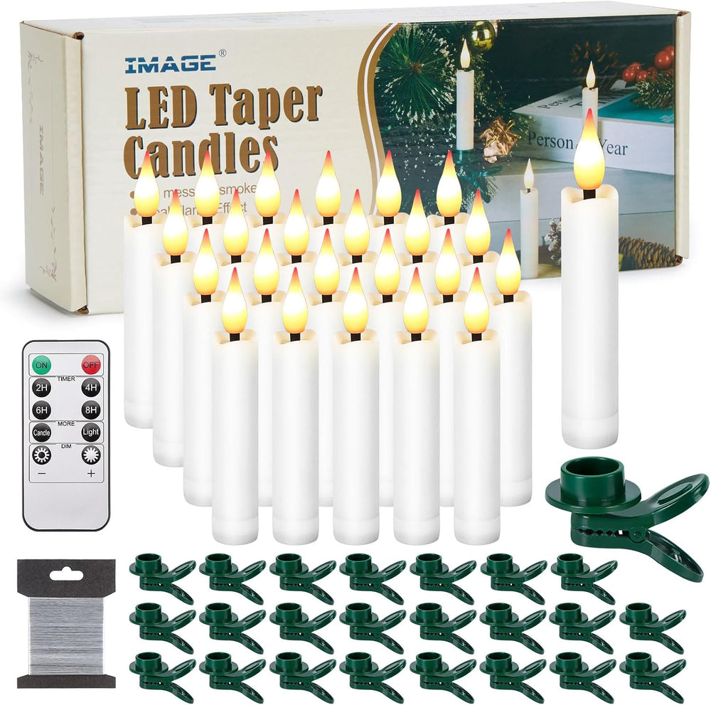 IMAGE 3.8 Inch Flameless Taper Candles with Remote, 12 Pack Battery Operated ...