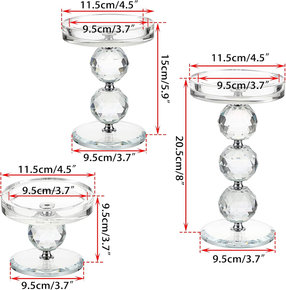 OwnMy Crystal Glass Pillar Candlestick Holders Pillar Candle Holders Sets