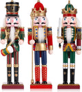 3 Pcs Wooden Christmas Nutcracker Soldier,30CM Traditional Painted Nutcracker Figures,Festive Collectible Christmas party for Home Fireplace Christmas Tree Party Decoration (Drummer&Spear&Swordsmen)