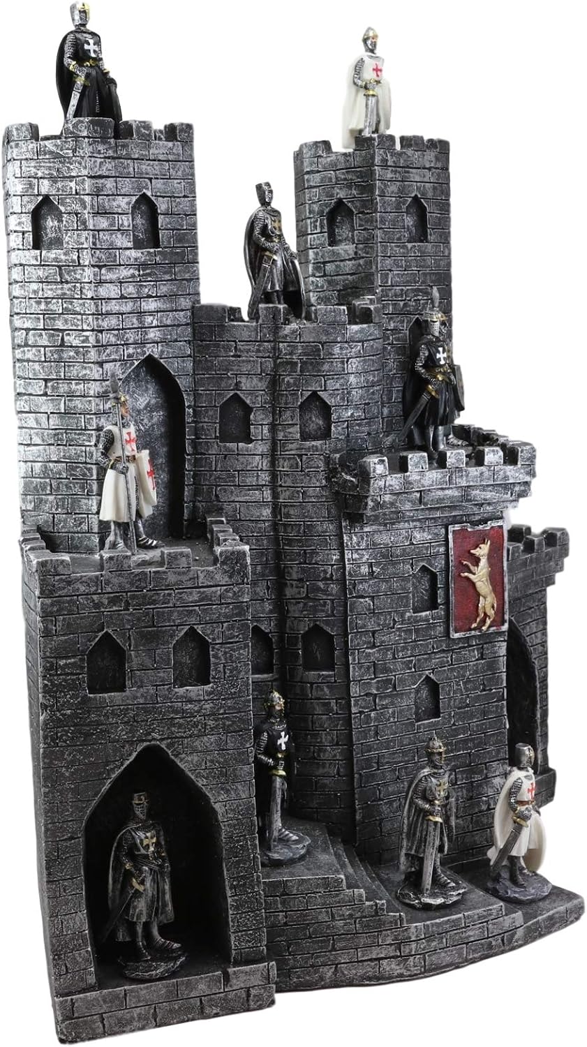 ebros gift medieval grand royal burgundy stonewall castle, close-up detail