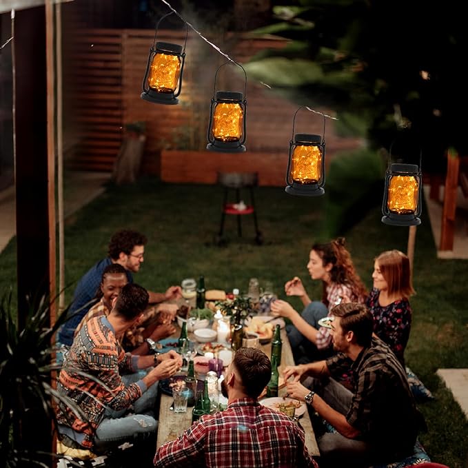 Mason Jar Lights - Solar Lantern Outdoor Waterproof, Hanging Solar Lights for Outside, Halloween, Fairy Twinkle Glass Decorative Lamp for Yard, Patio, Garden, Porch, Table, Wedding, Pack 2 (2 Pack)