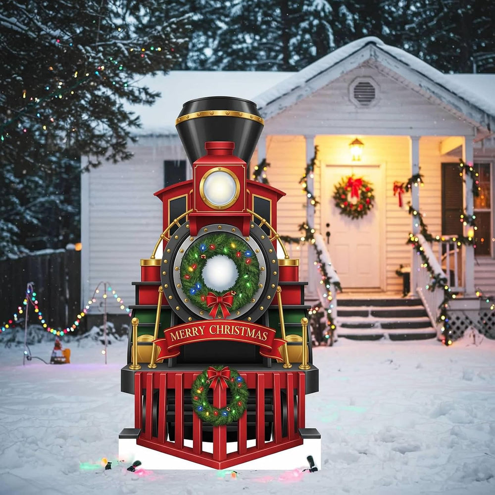 Christmas Train Engine Cardboard Cutouts, 4mm Corrugated Plastic Standee Deco...