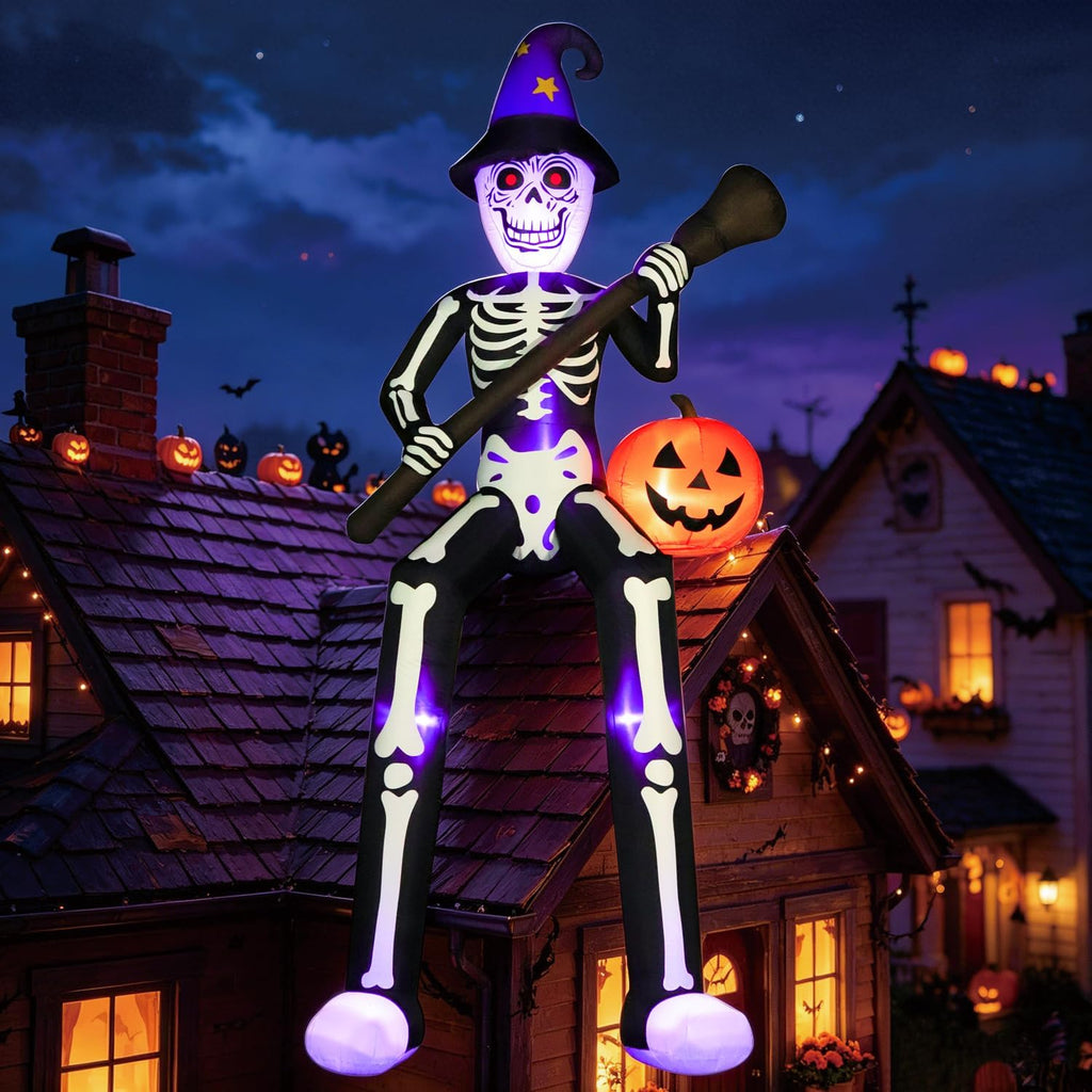 domkom 12 ft halloween inflatables outdoor decorations, giant, close-up detail