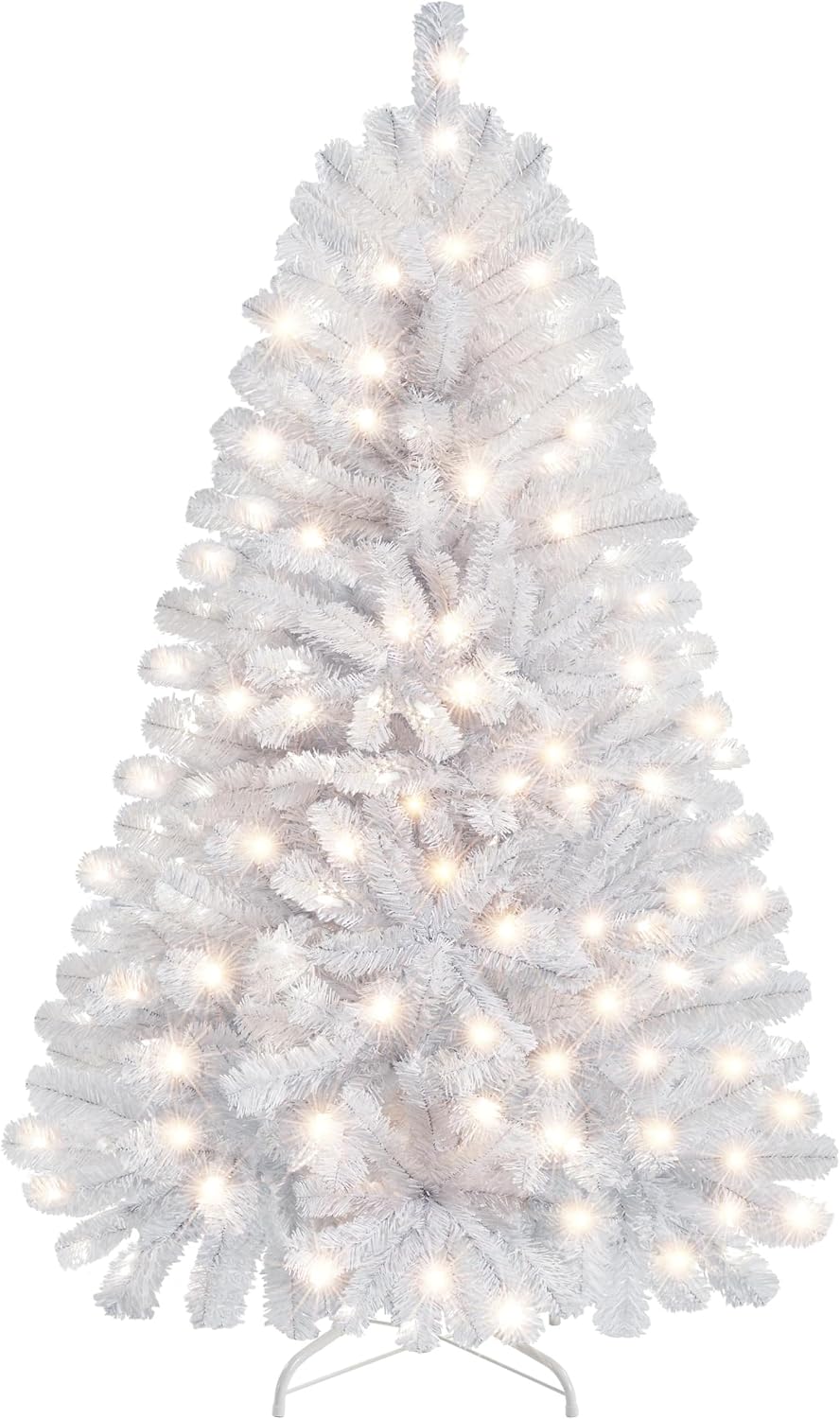 Yaheetech 4.5ft Pre-lit Christmas Tree with 150 Warm White Lights, White