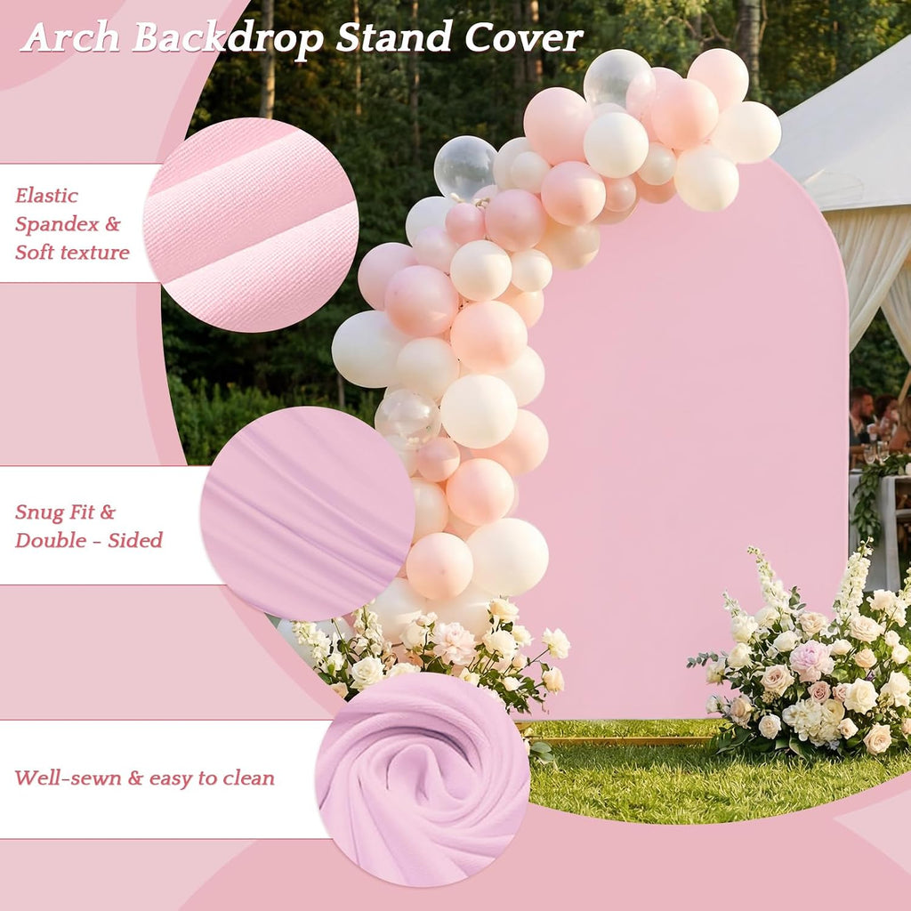 7.2FT Metal Arch Backdrop Stand and Cover Set, Pink