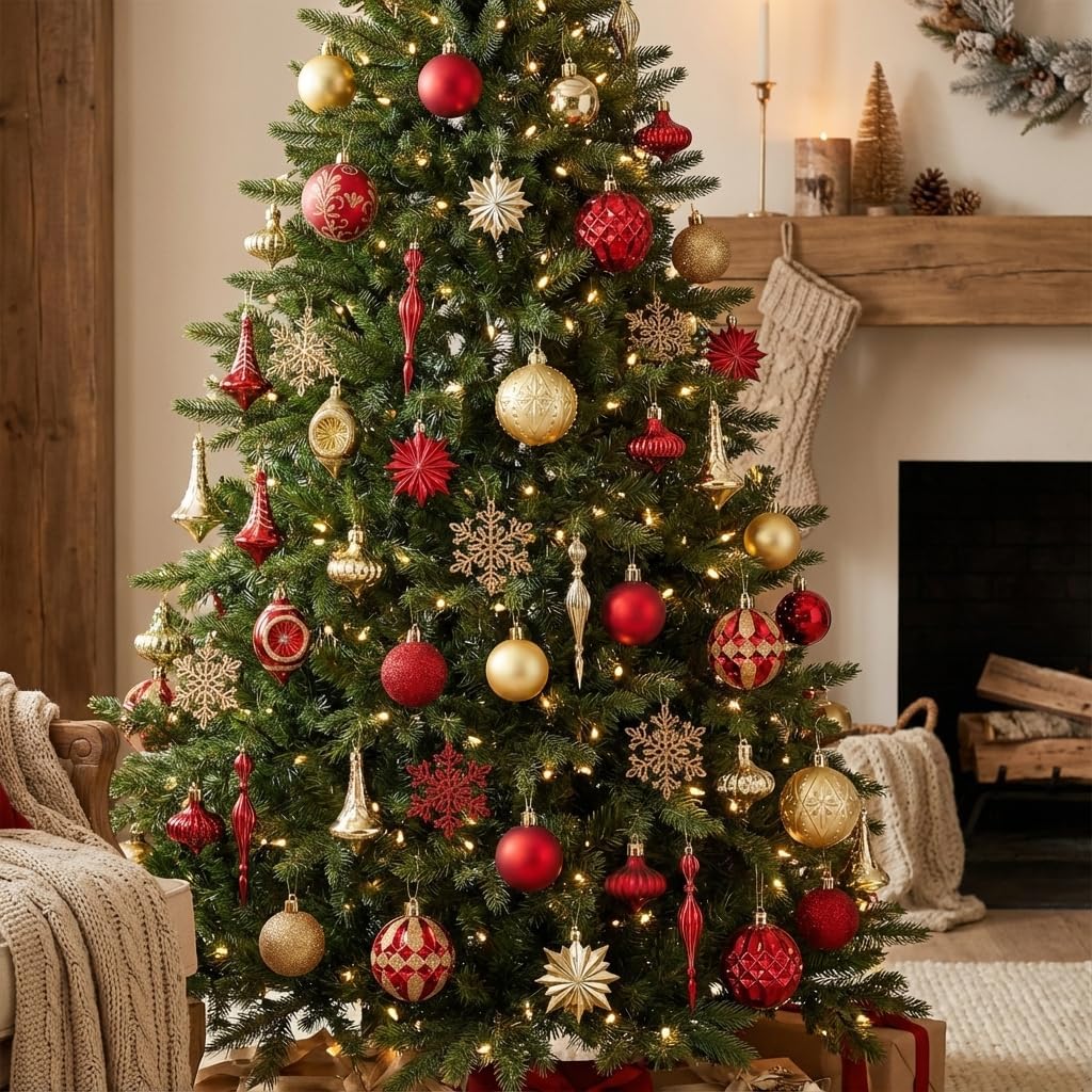 Valery Madelyn 100ct Christmas Tree Decorations Ball Ornaments Set Large