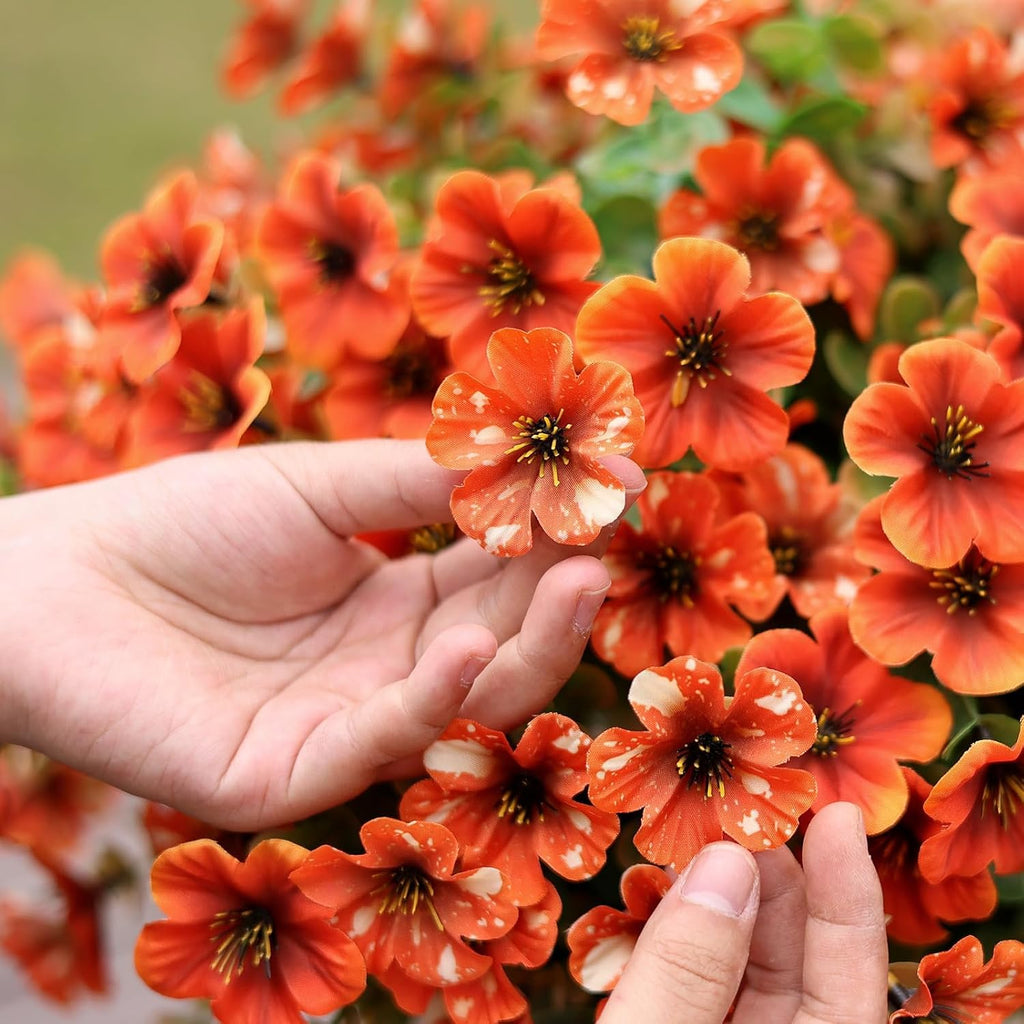 2 Sets Artificial Fall Flowers Topiary Ball Trees for Front Forch (Orange)