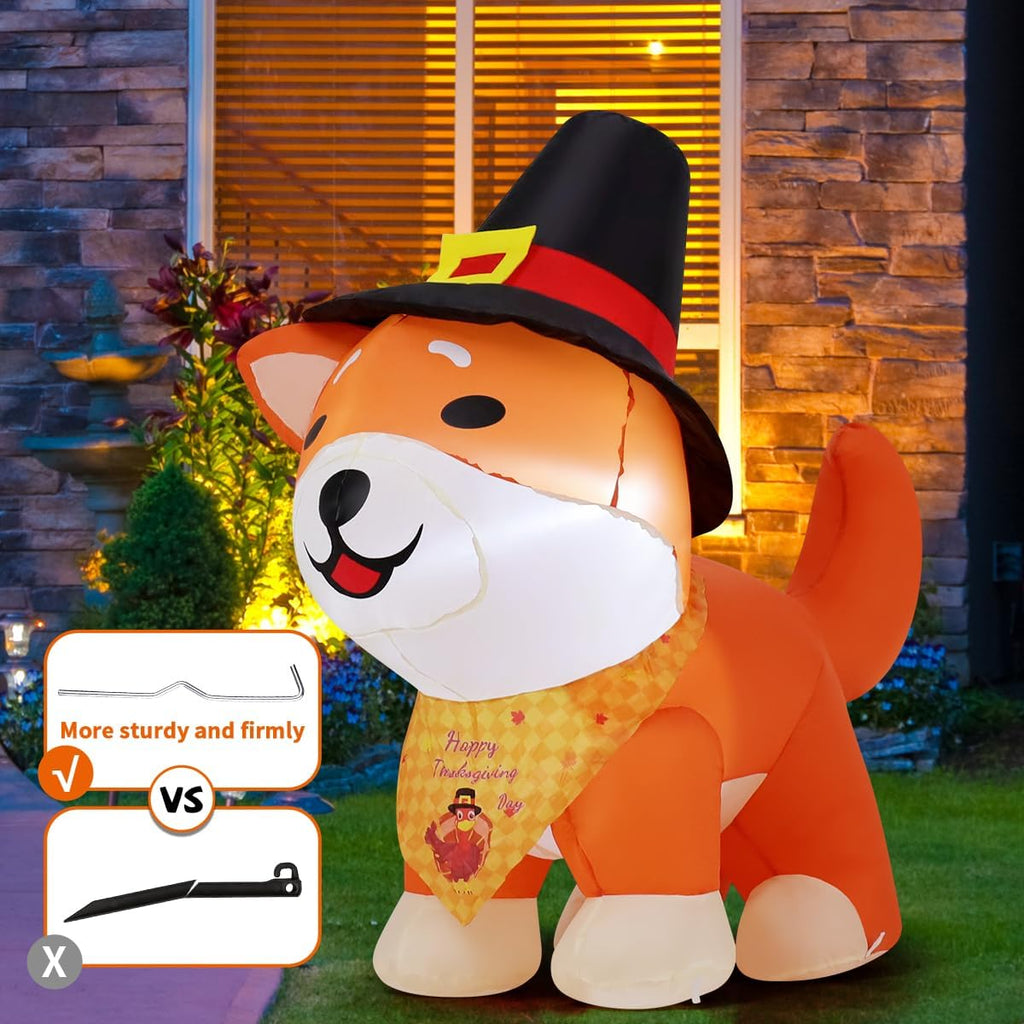 comin 4ft thanksgiving inflatables shiba inu dog in, close-up detail