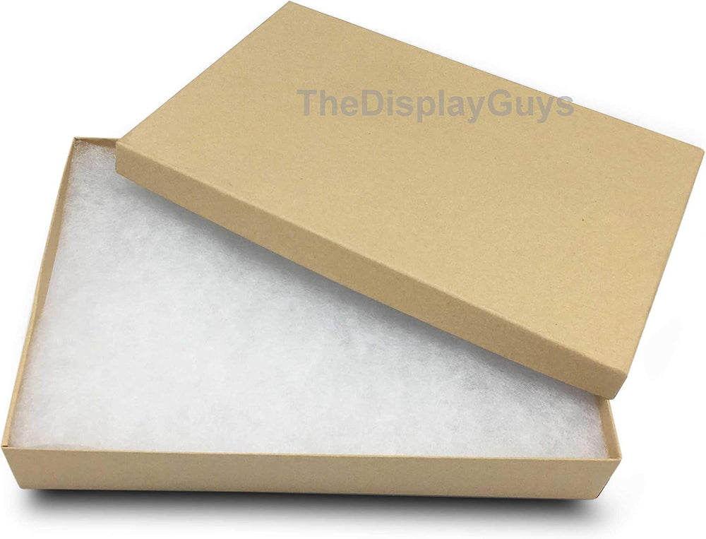 TheDisplayGuys 100 Cardboard Jewelry Gift Boxes with Inserts - Kraft Brown