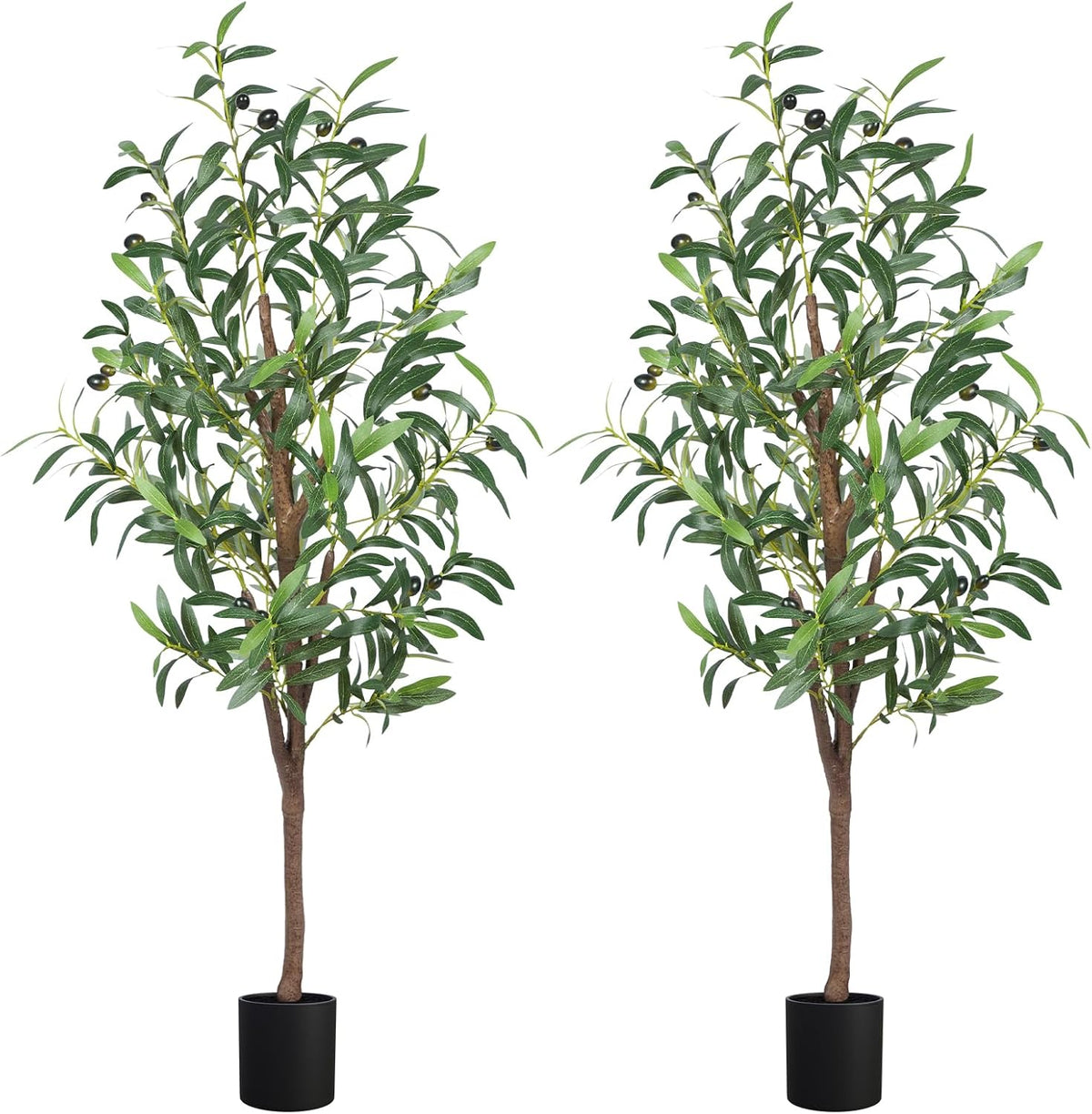 4ft artificial olive trees, 2 pack faux potted shown in use