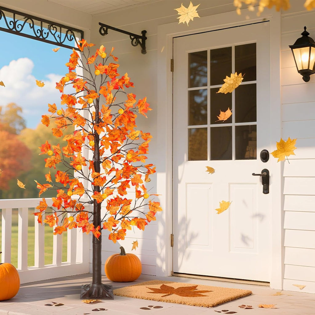 Remote Control&Timer - 6 Ft Lighted Prelit Fall Maple Tree 135 LED 8 Modes
