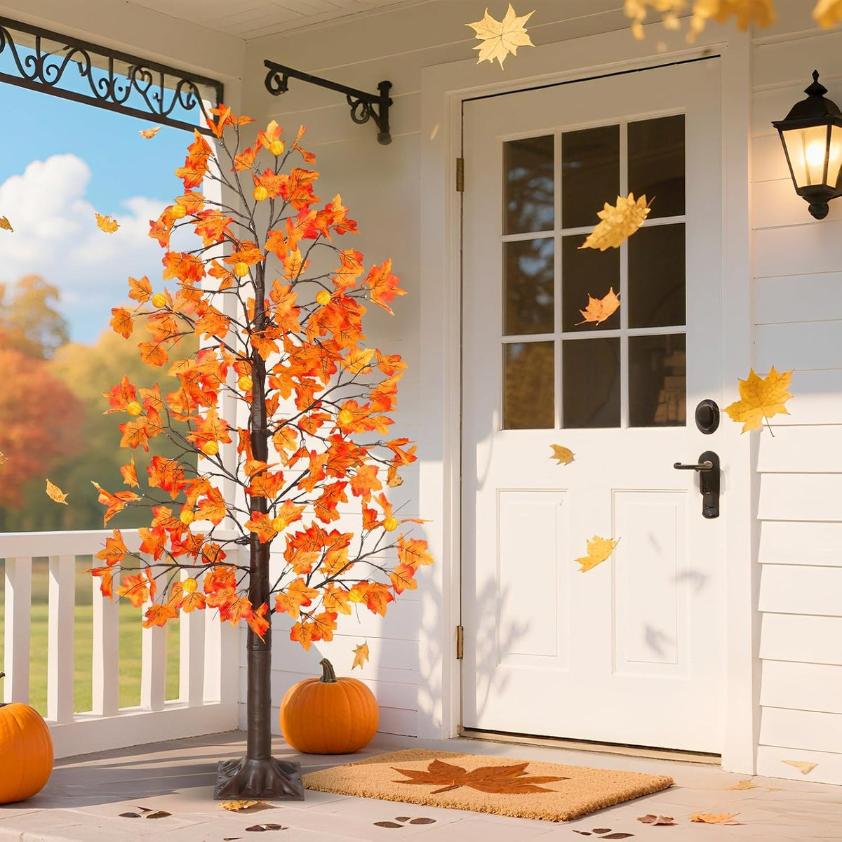 Remote Control&Timer - 6 Ft Lighted Prelit Fall Maple Tree 135 LED 8 Modes