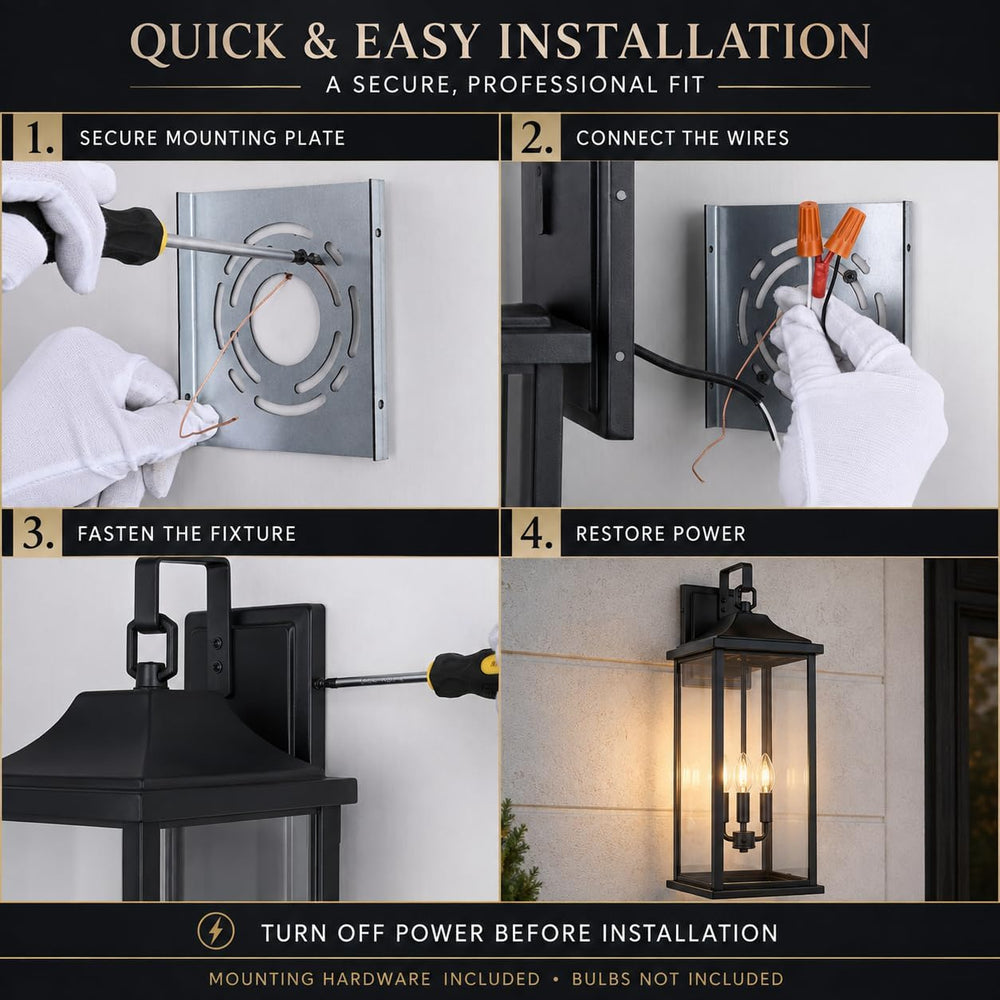 24 Inch 1 Pack Outdoor Wall Sconce, 3-Light Candelabra Exterior Porch Light w...