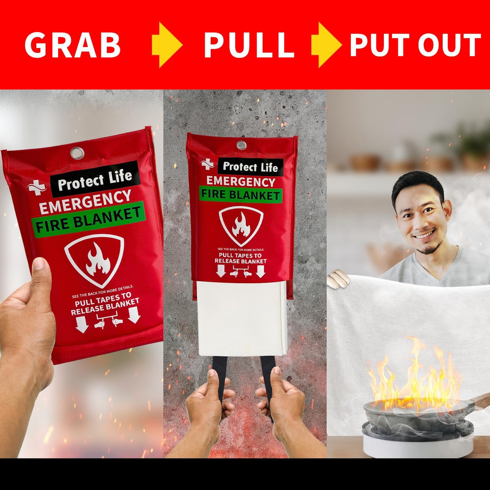 Protect Life Saving Emergency Fire Blankets 2 Pack - 40"x40", Fire ...