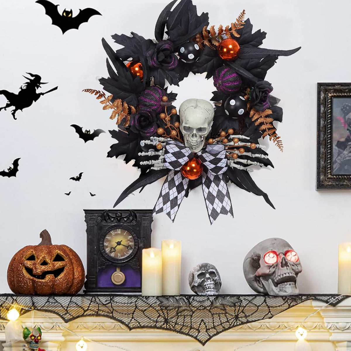 halloween wreath for front door halloween skeleton decorations shown in use