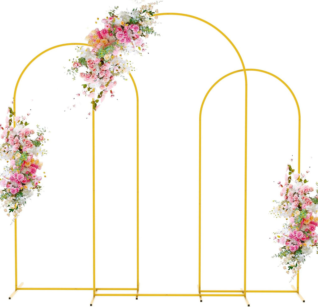 Wokceer Wedding Arch Backdrop Stand 7.2FT,6.6FT,6FT Gold Metal Arch Stand