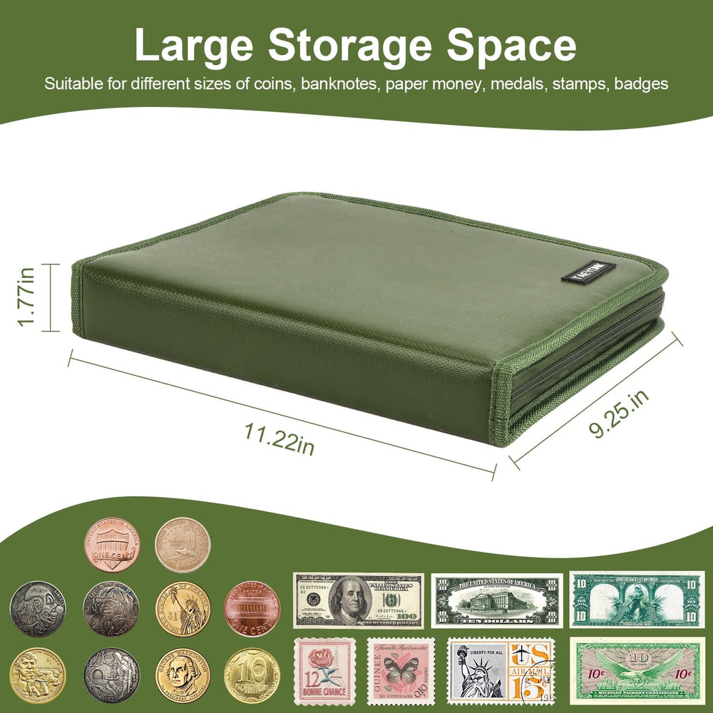 Coin Collection Book Holder for Collectors, 520 Pockets Fireproof Coins Colle...