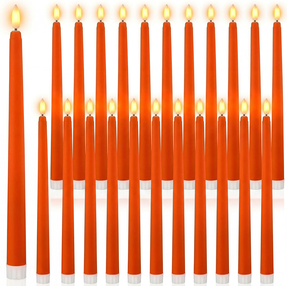 Macarrie 24 Packs Flameless Taper Candles Battery LED 11",Orange
