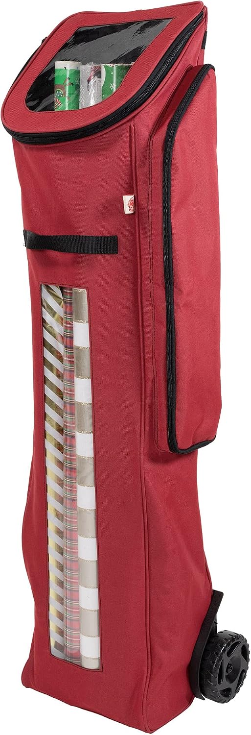rolling gift wrapping paper storage containers, holds 12, close-up detail