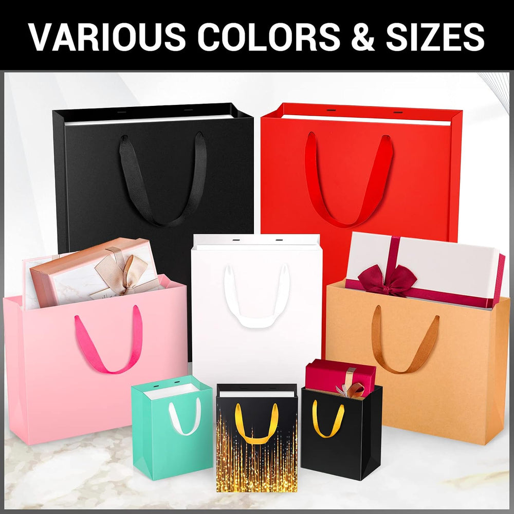 EUSOAR Small Pink Gifts Wrap Bags, 30 Pack 8.6x3.9x7 inches Shopping Bags wit...