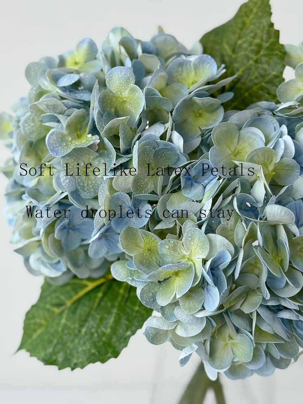 YalzoneMet 4Pcs Light Blue-Green Real Touch Hydrangea Artificial Flowers 21&#...