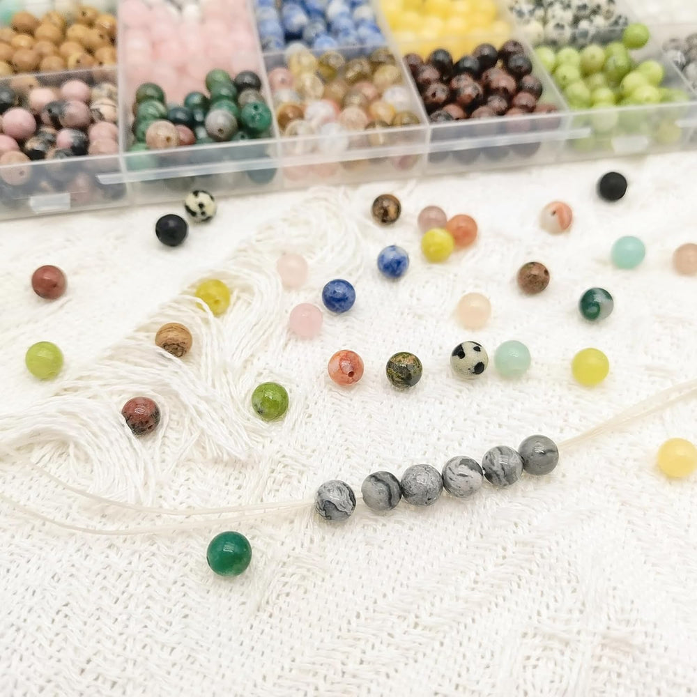 1120pcs 6mm Crystal Natural Gemstone Beads Bracelet Jewelry Making Kit