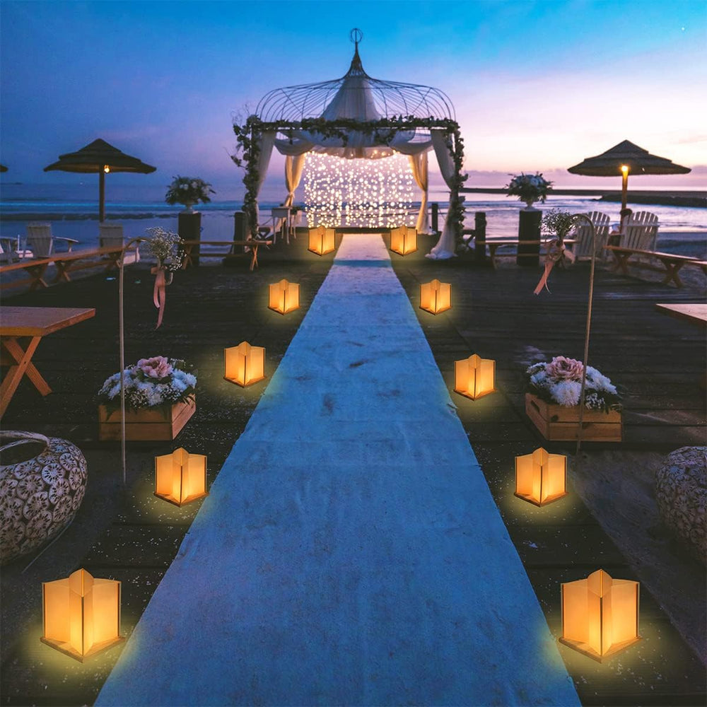 10Pack 6”Paper Floating Candle Lantern,Wooden Water Lanterns with Candles,Out...