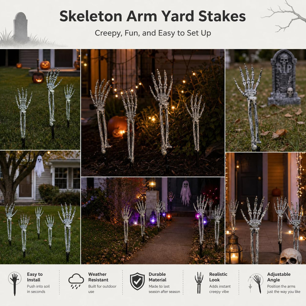Halloween Decorations Outdoor, 10 Pcs Skeleton Arms Yard Stakes,17.7in