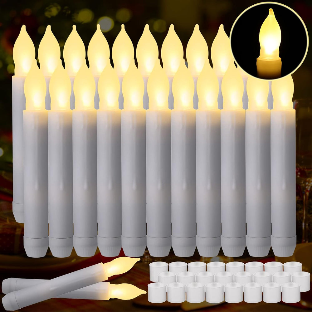 24 Pcs Flameless LED Taper Candles 6.5" Battery with Rubber Ring