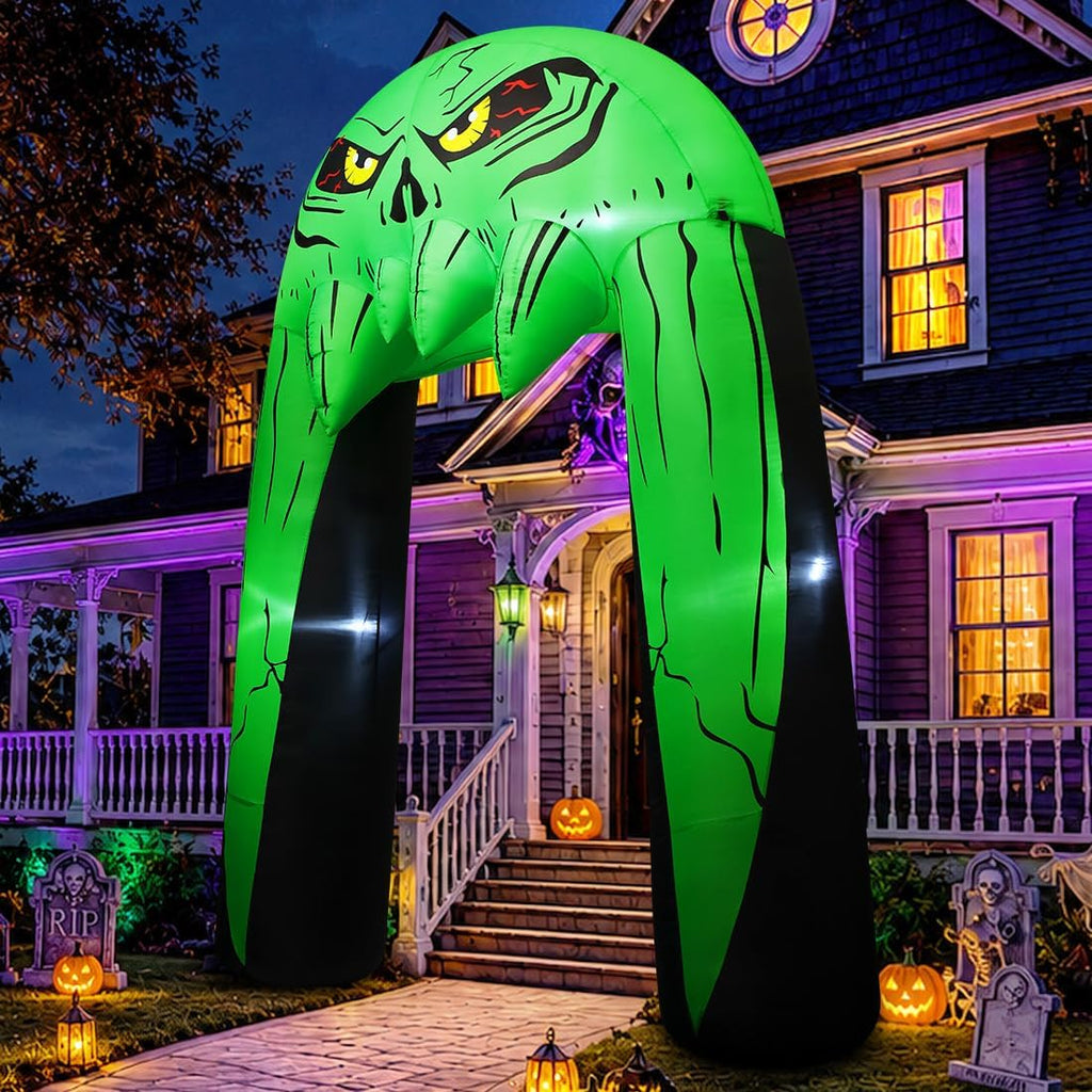 comin 10 ft halloween inflatables archway outdoor decorations shown in use