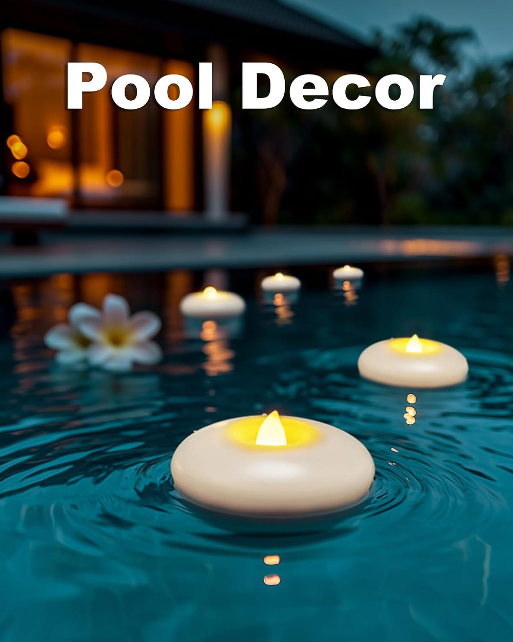 3" Flameless LED Floating Candles, White Waterproof Tealights, 48Pack