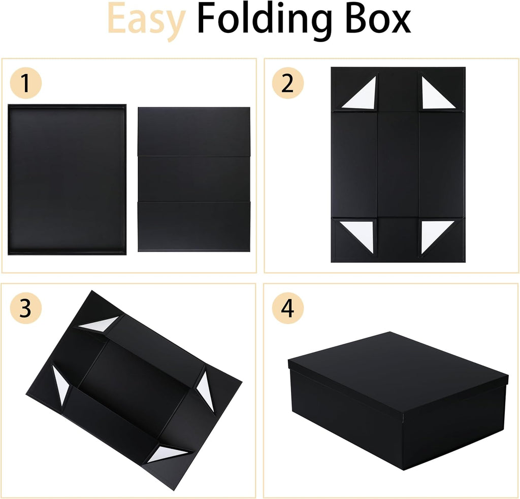 stobocter large gift box 16.5x13x5.5 inches,black gift boxes showing dimensions