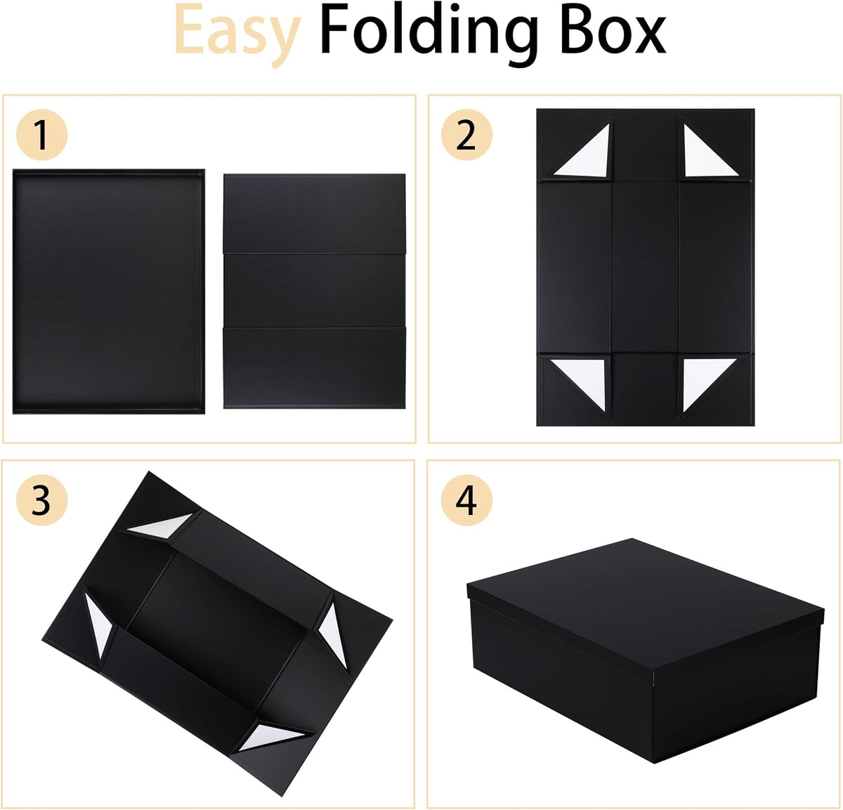 stobocter large gift box 16.5x13x5.5 inches,black gift boxes showing dimensions