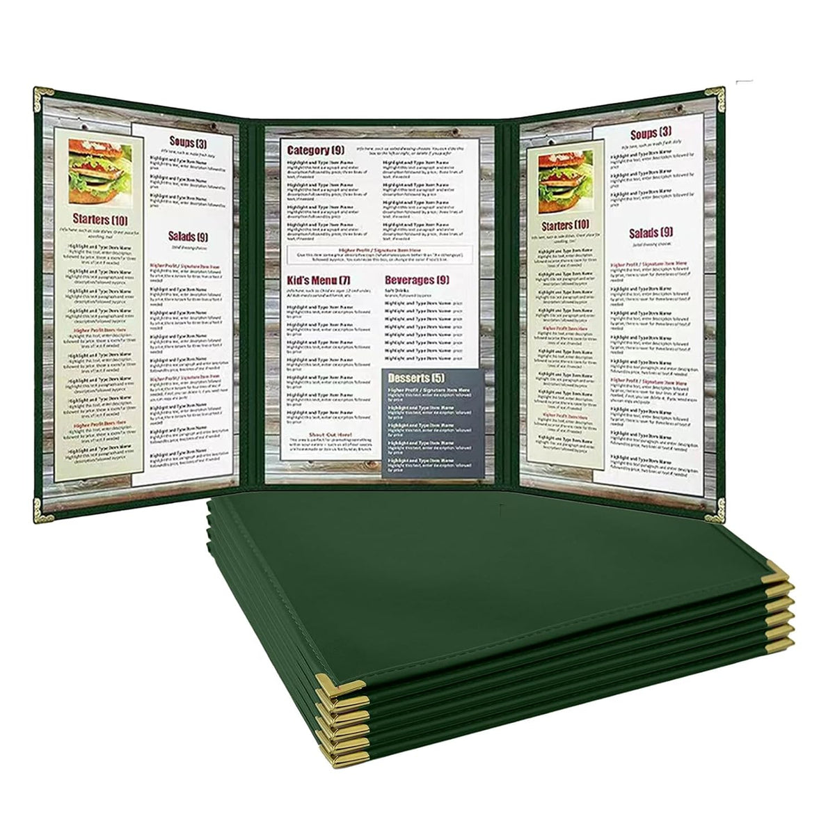goodsmart pajco style restaurant menu covers – pack, side view