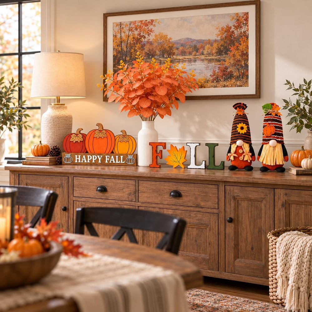 4 Pcs Fall Halloween Decorations for Home Mantel Table Centerpieces