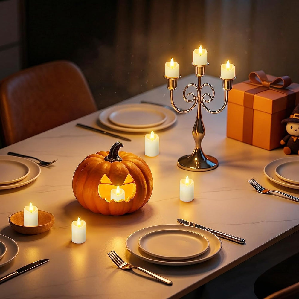 Kimjo Rechargeable Flickering Tea Lights with Remote Timer, 12 Pack