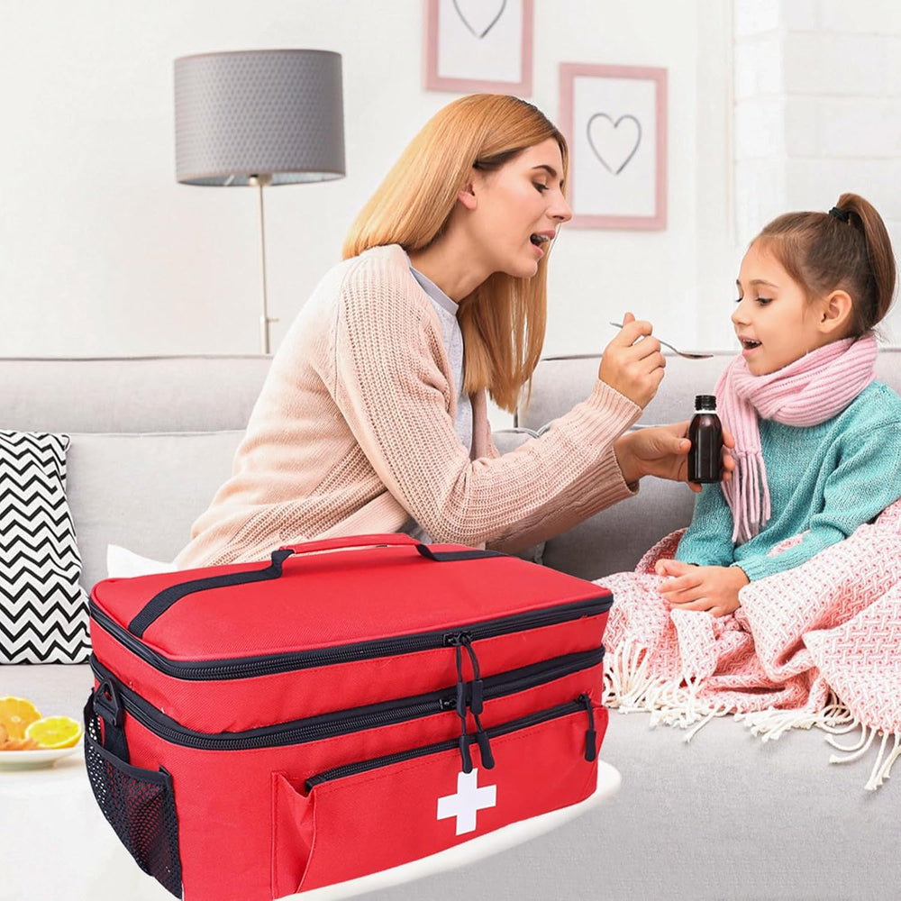ALSLEA First Aid Bag Empty Large Medical Bag with Shoulder Strap Medicine Org...