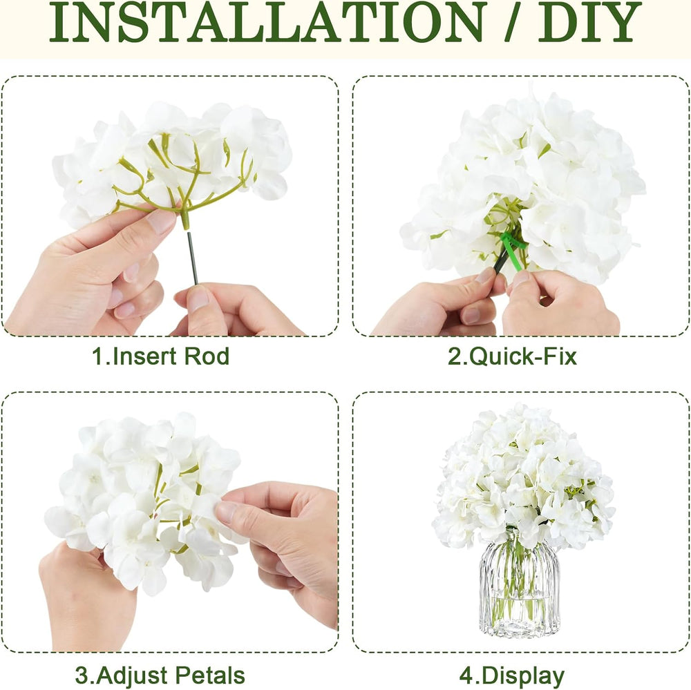 Bulk Artificial Hydrangeas, 104PCS White Faux Flower Set