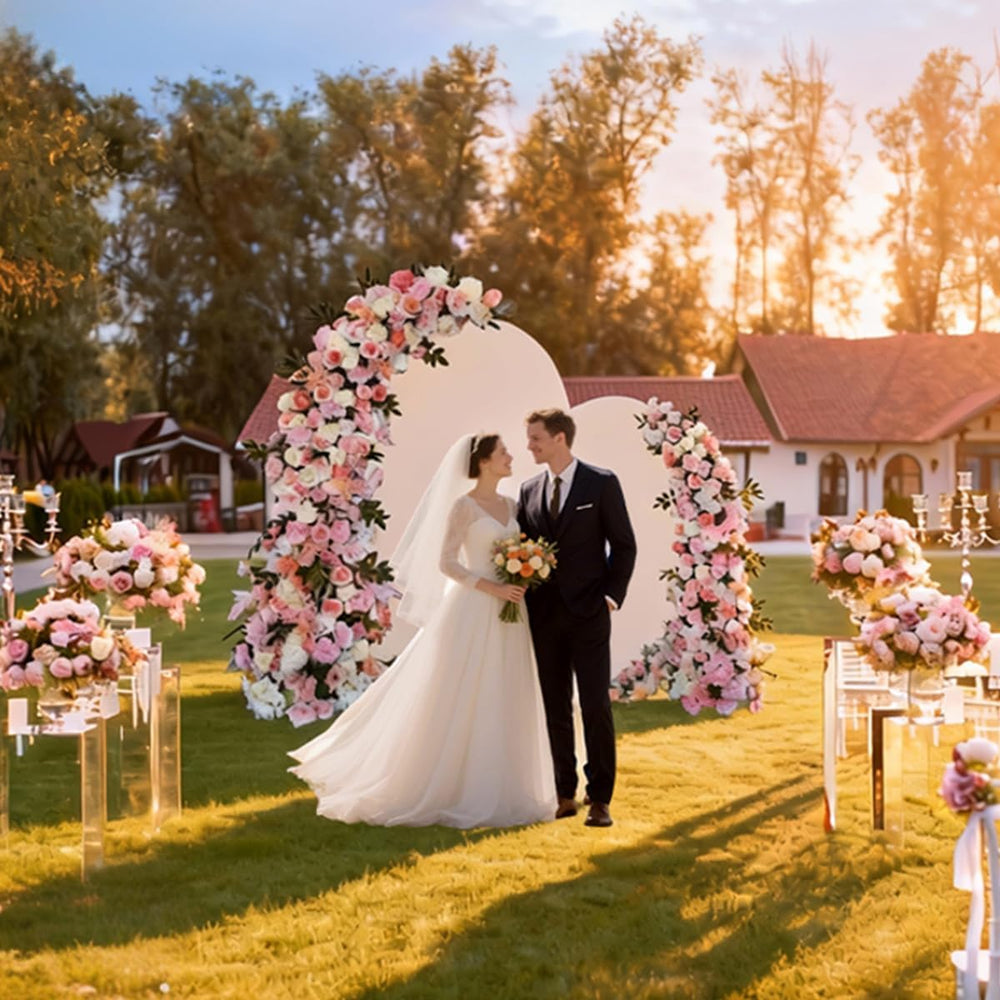 Wedding Arch Backdrop Stand Set of 2 With Beige Cover (7.2FT+6FT)