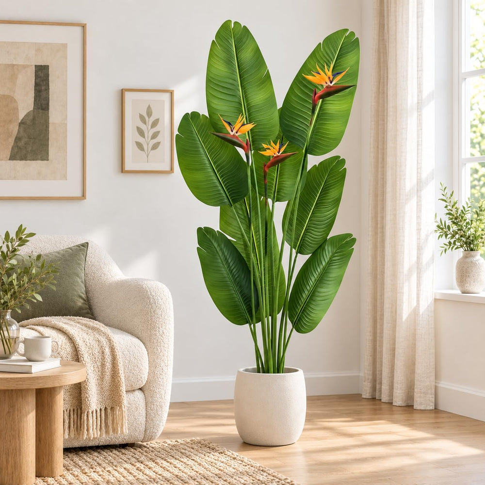 Artificial Bird of Paradise Flowers,5FT Fake Banana Tree for Home&Office