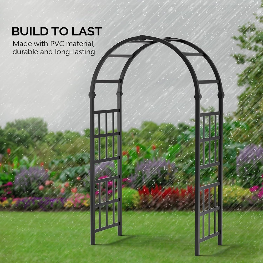 Extra Large Black PVC Garden Arch Trellis for Climbing Plants