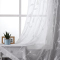 VISIONTEX White Sheer Voile Curtains, Decorative White Embroidery Faux Linen Rod Pocket Window Drapes for Home Kitchen, Living Room and Bedroom 54 x 108 Inch, Set of 2 Curtain Panels