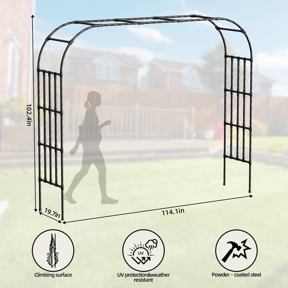 Extra Wide Garden Arch,114 x102.4in Sturdy Metal Arbor for Climbing Plants