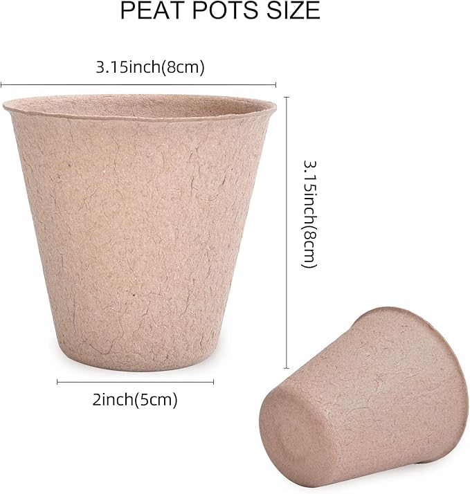 JERIA 200-Pack 3.15 Inch Peat Pots for Seedling with 200 Pcs Plant Labels,Outdoor Garden Germination Nursery Pots,Biodegradable Seed Starter Pots Kits