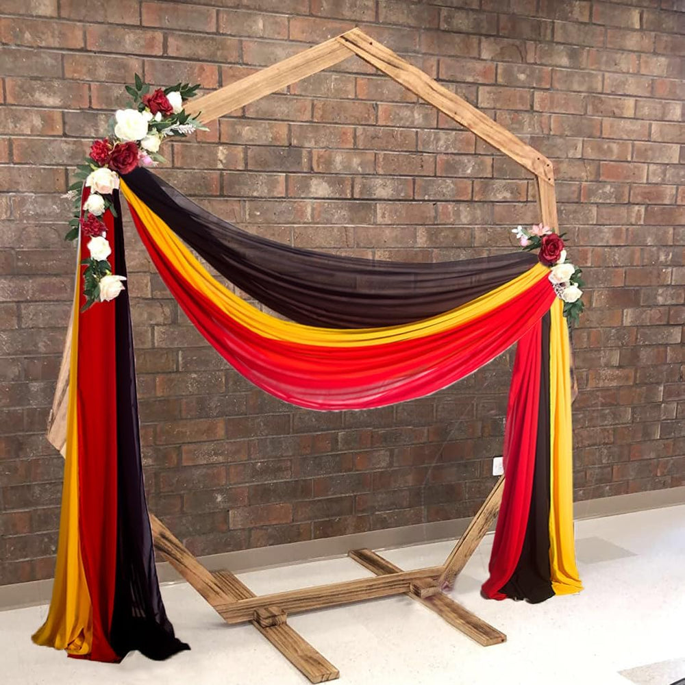 Wedding Arch Draping Fabric 20Ft 3 Panels Black&Red-Gold Wedding Ceiling ...