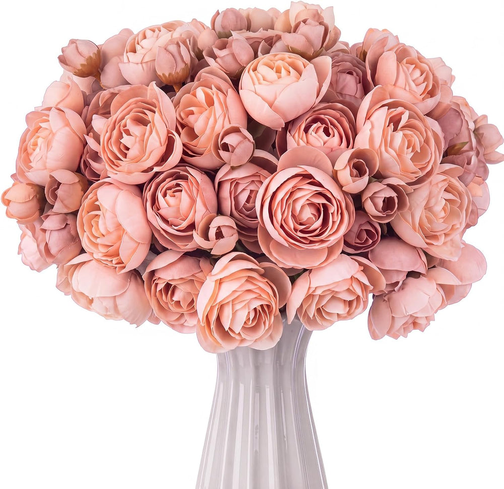 Giegxin 48 Pcs Ranunculus Artificial Flower, Light Pink