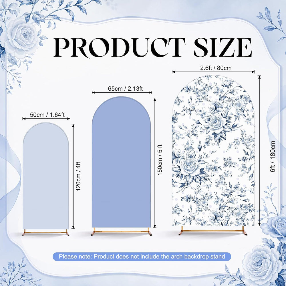 3 Set Arch Backdrop Covers 4ft 5ft 6ft Arch Covers Blue Floral
